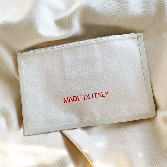 Celine "Made In" Canvas Clutch with Red Font. - Picture 3 of 14